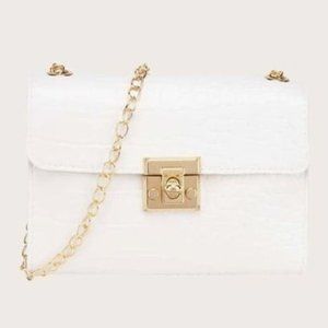 Faux Croc Leather Chain Crossbody Bag